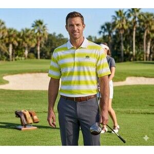 Nike Golf Dri‑Fit Polo Maderas Embroidered Shirt Men’s XL Green White Stripe